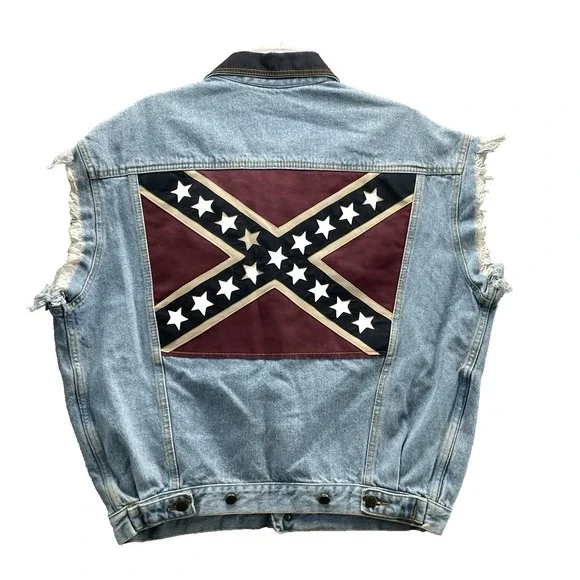 Vintage RiverGold Trucker Jean Vest Men Large Denim Western Americana Cowboy 90s